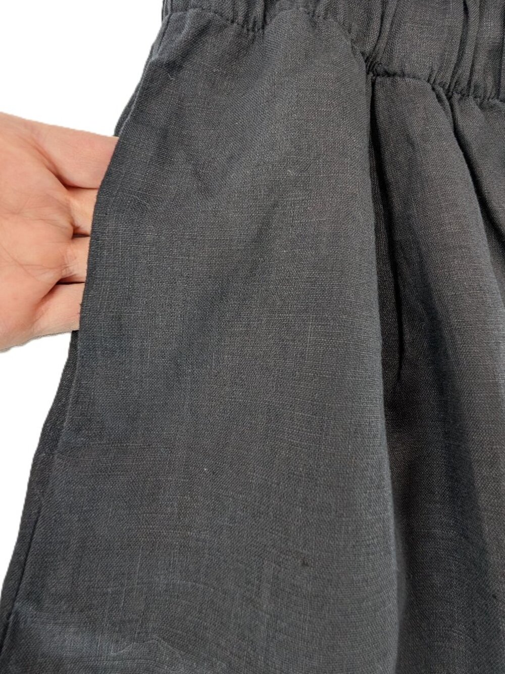 Zara 100% Linen Wide Leg Pants Womens Size XL Black Drawstring Pull-on New NWT - Picture 7 of 11